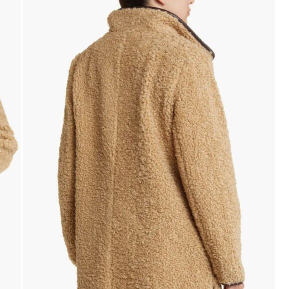 Sam Edelman Womens Tan Faux Fur Teddy Medium Length Winter Coat NWT - Picture 3 of 12